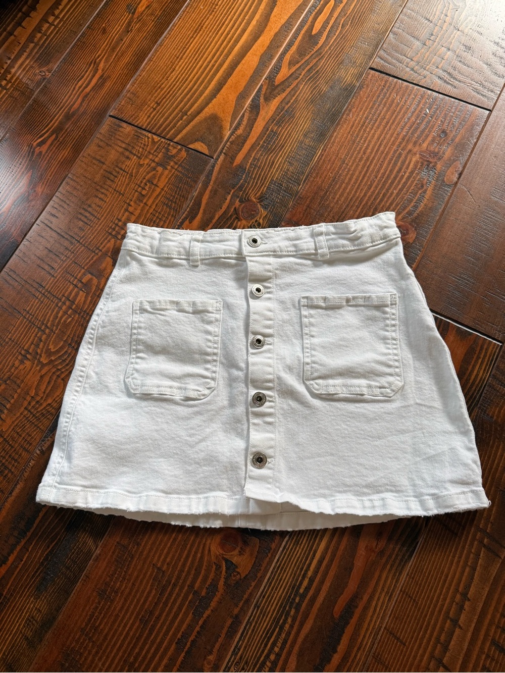 Zara kids White Button-Front Denim Skirt
